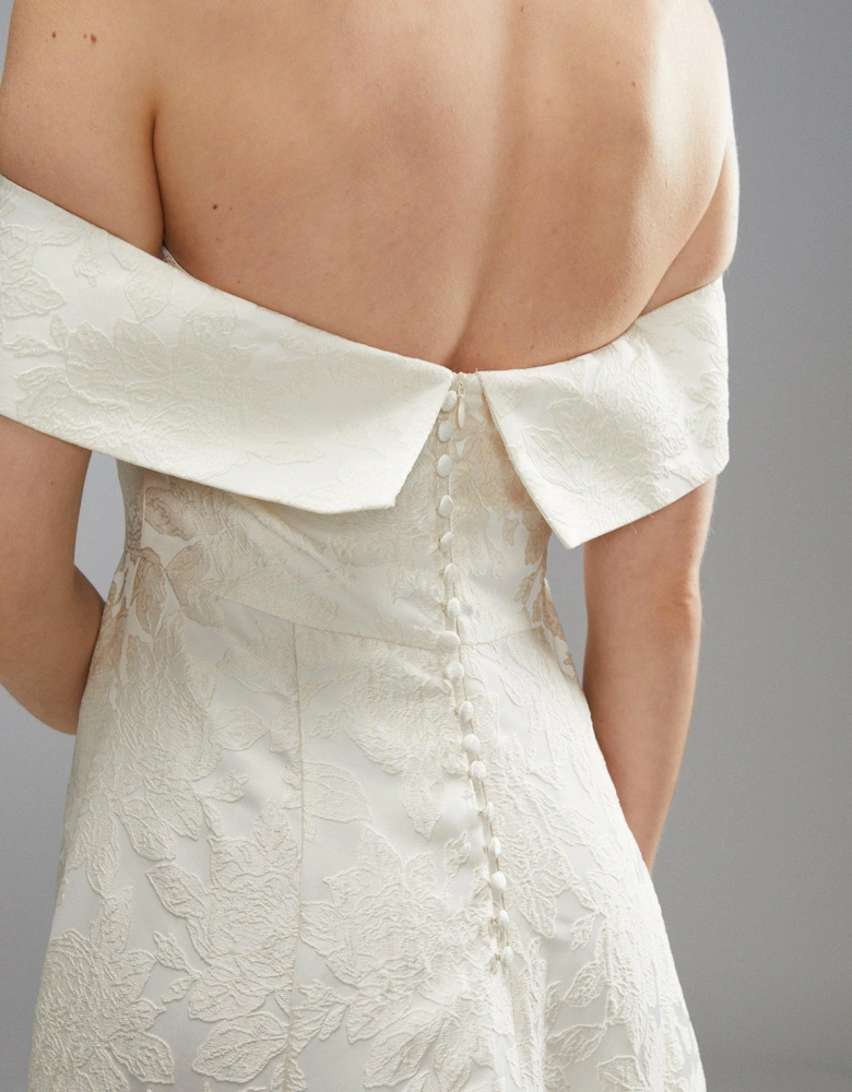 Satin Jacquard A-line Bridal Dress