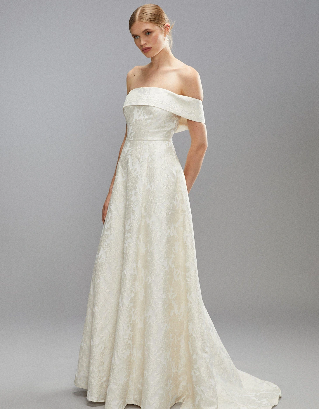 Satin Jacquard A-line Bridal Dress, 6 of 5