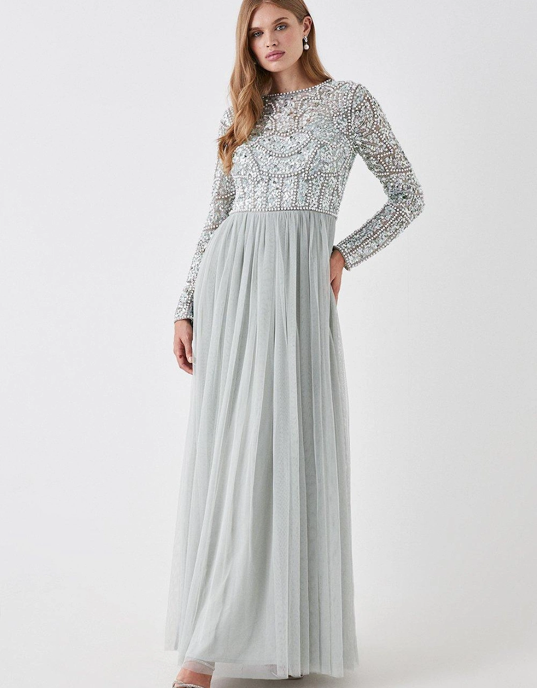 Floral Pearl Long Sleeve Two In One Bridesmaids Dress, 5 of 4