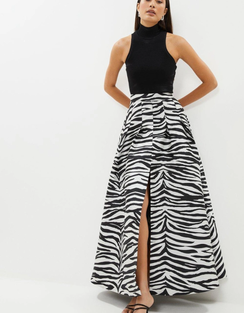 Zebra Jacquard Maxi Skirt