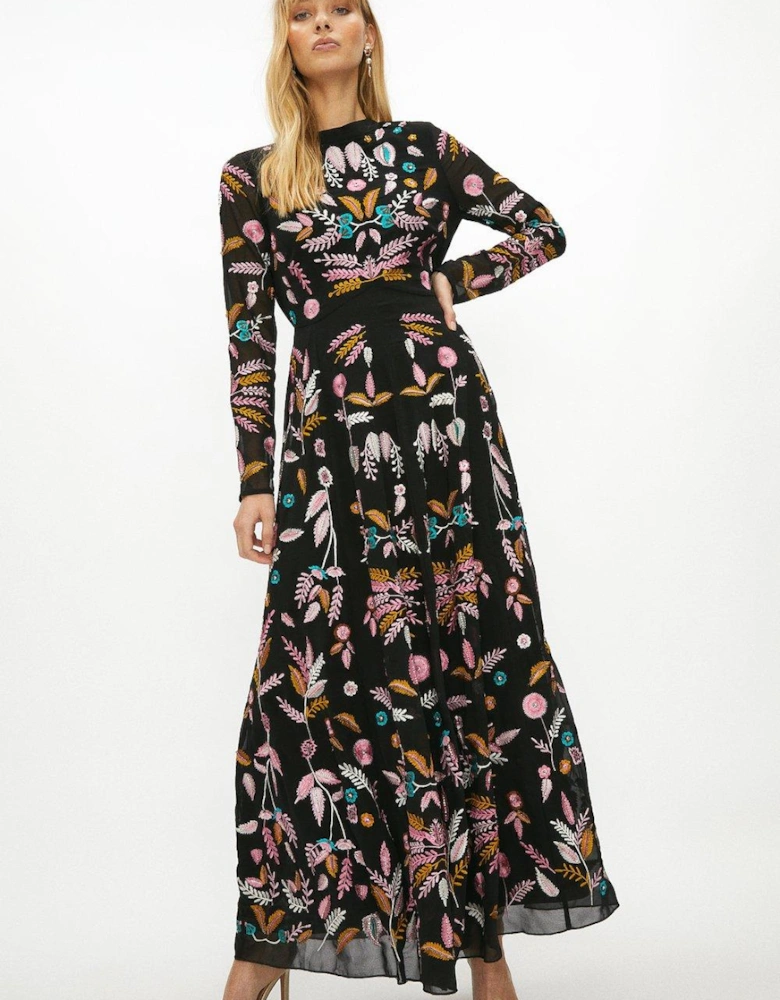 Statement Embroidered Maxi Dress