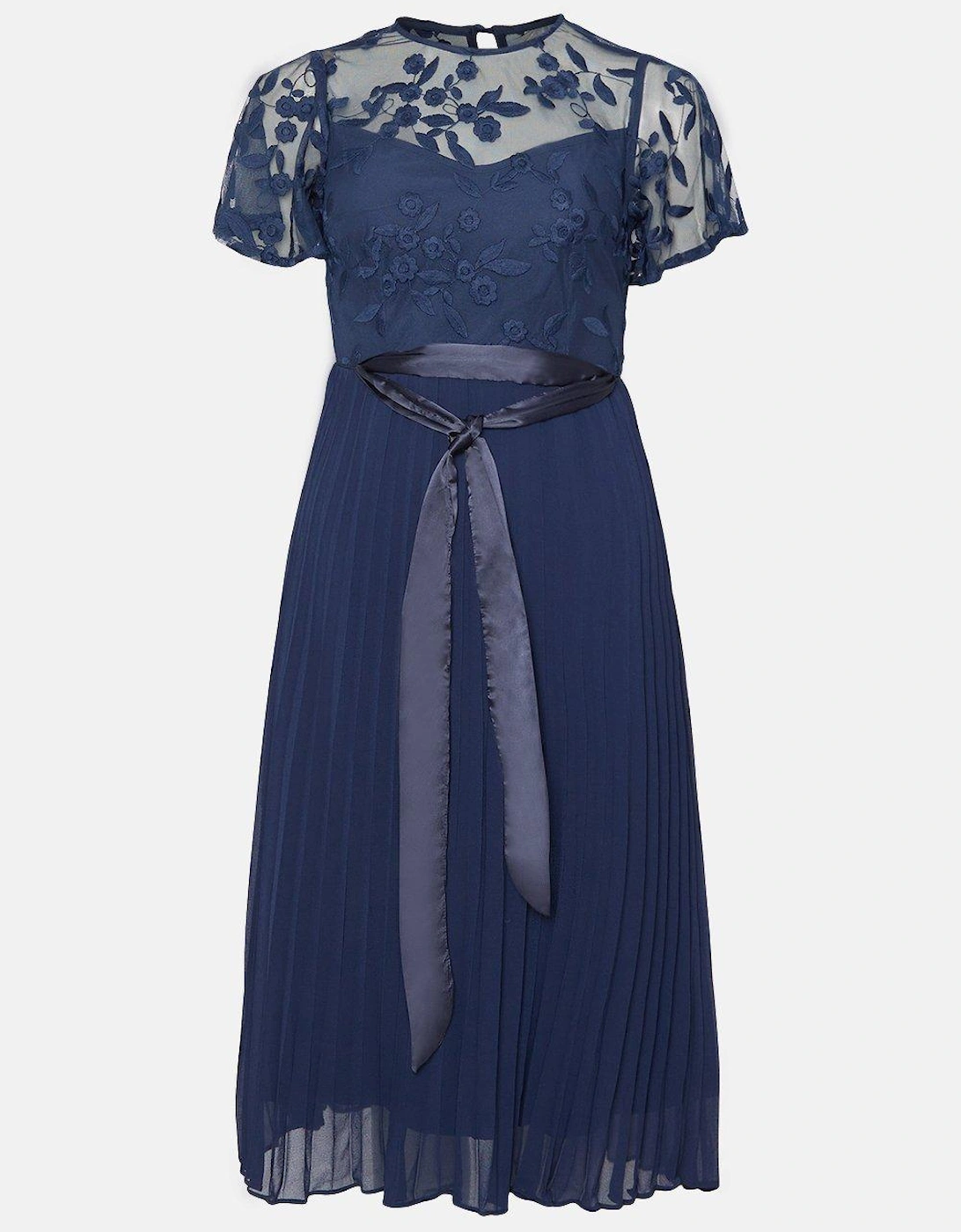 Petite Flare Sleeve Embroidered Midi Dress