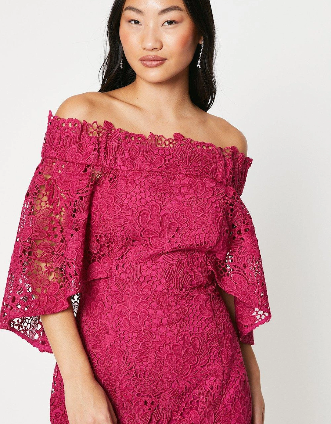 Petite Cape Back Lace Pencil Dress