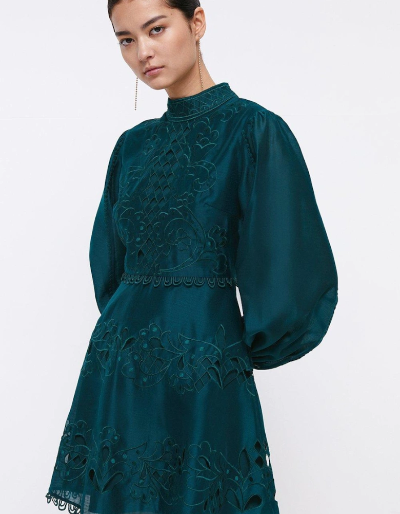 Petite Cutwork And Embroidered Dress