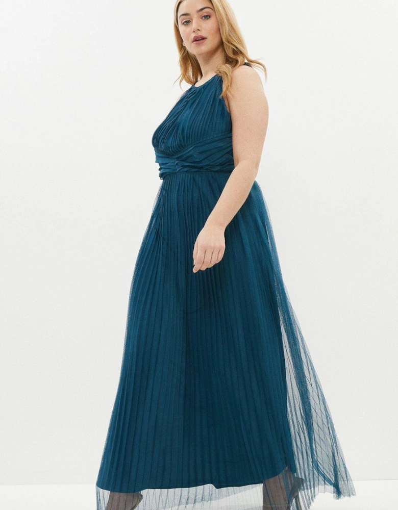 Plus Size All Over Pleated Bridesmaid Maxi Dress