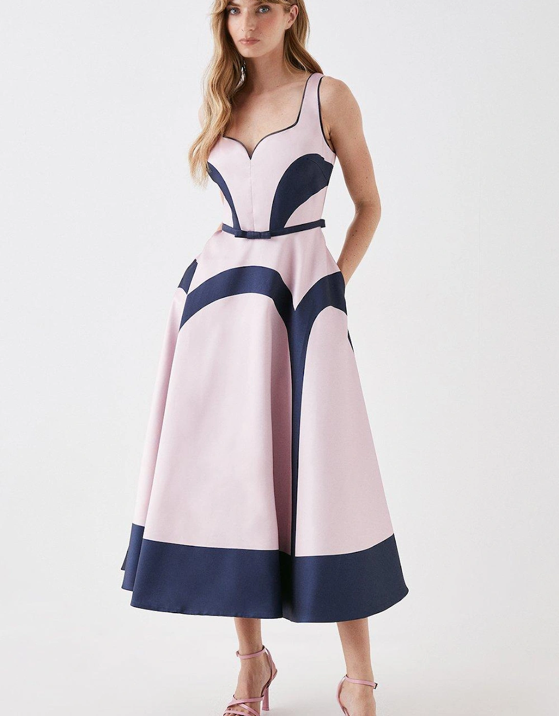 Colour Block Full Skirt Midi Dress, 2 of 1