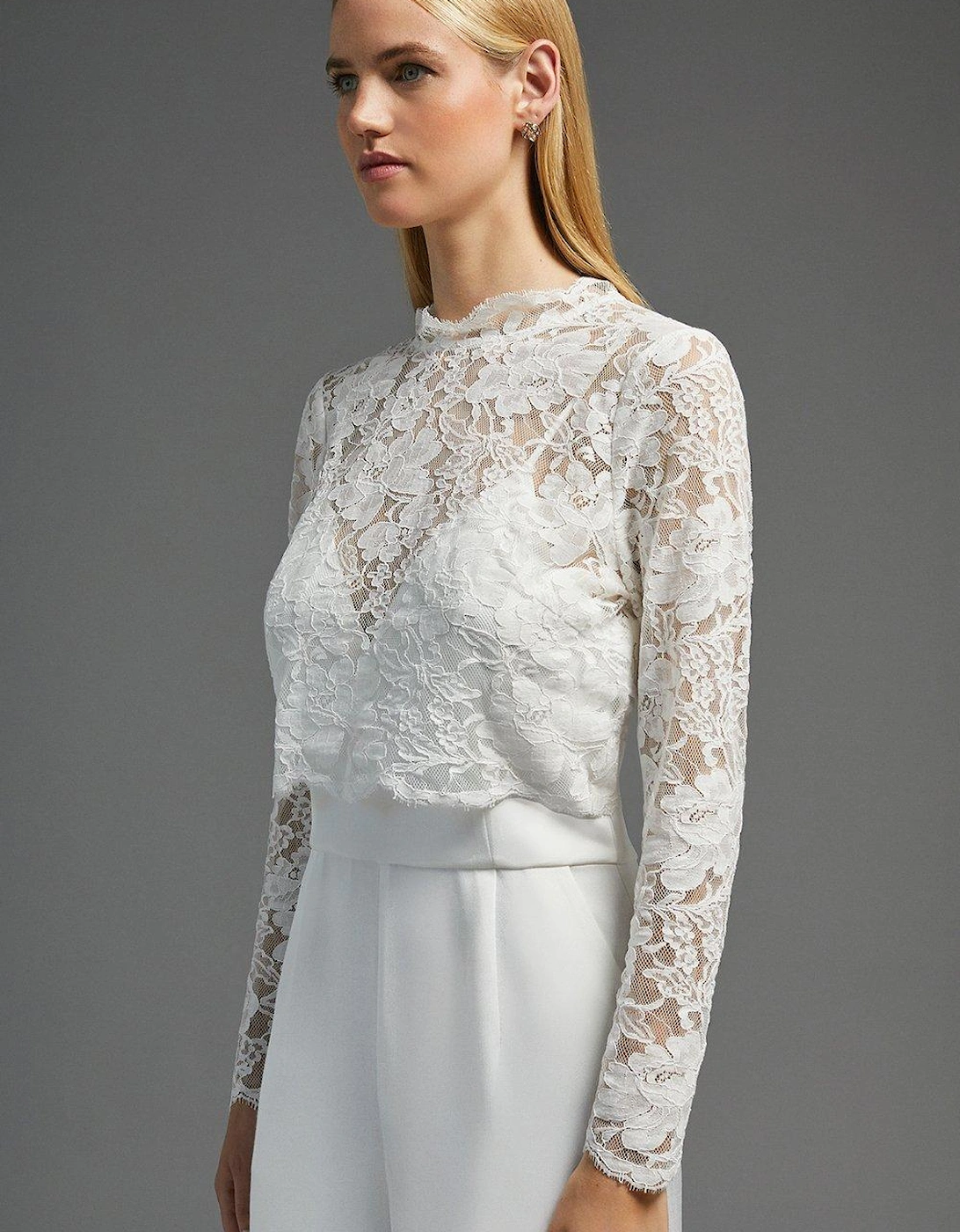 High Neck Longsleeve Lace Top