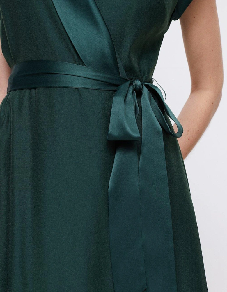 Premium Organza Tuxe Wrap Midi Dress