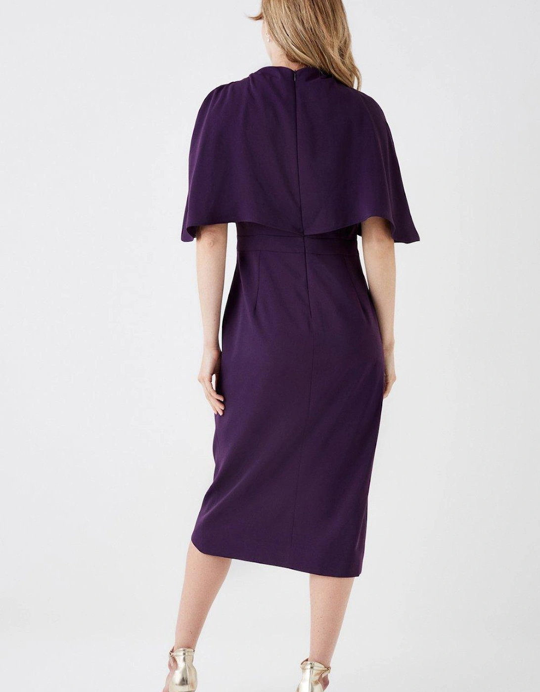 Tulip Cape Lightweight Crepe Midi Dress