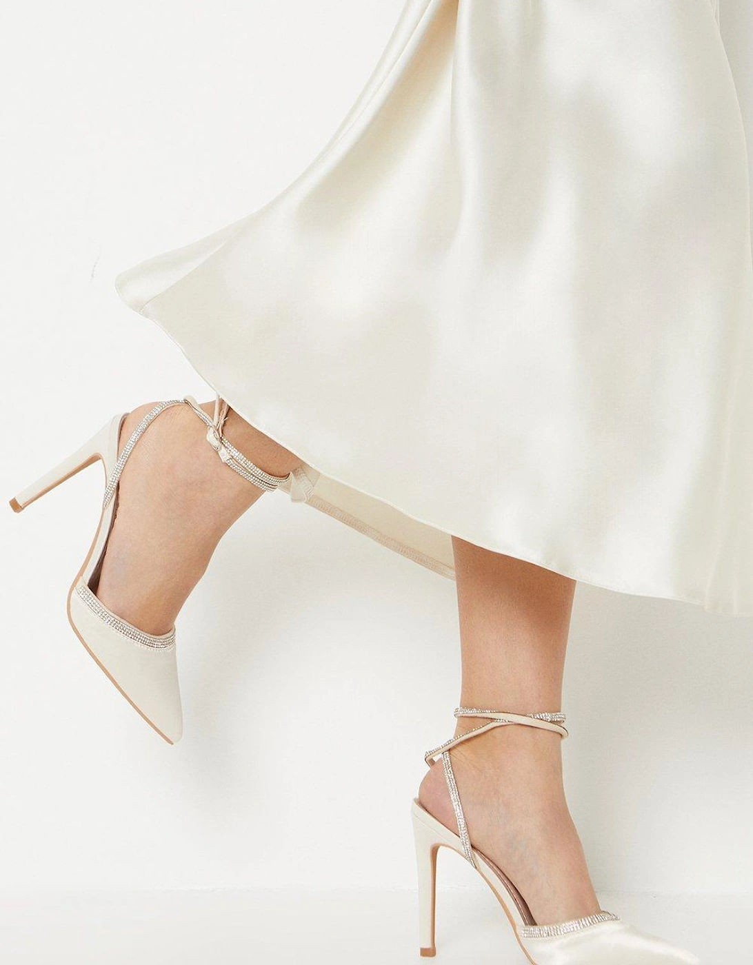 Taya Bridal Satin Diamante High Stiletto Court Shoes, 5 of 4