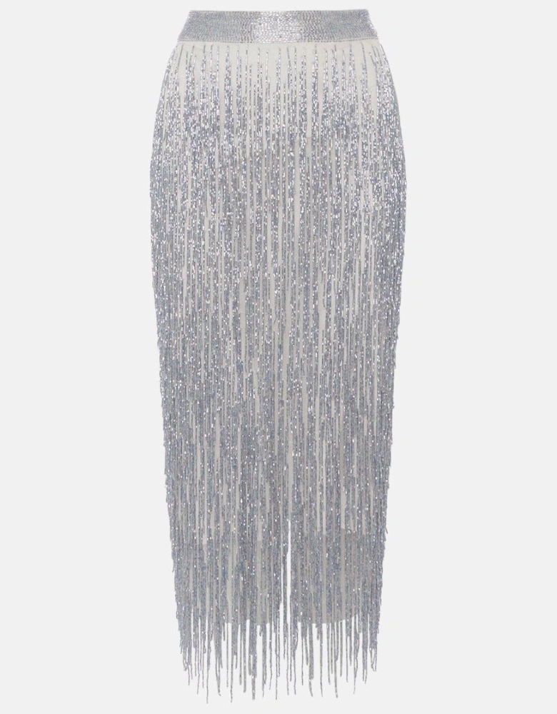 Premium Fringe Embellished Midi Skirt