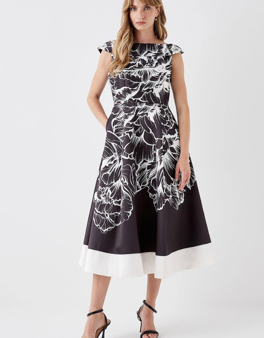 Bardot Twill Midi Dress With Contrast Hem, 5 of 4