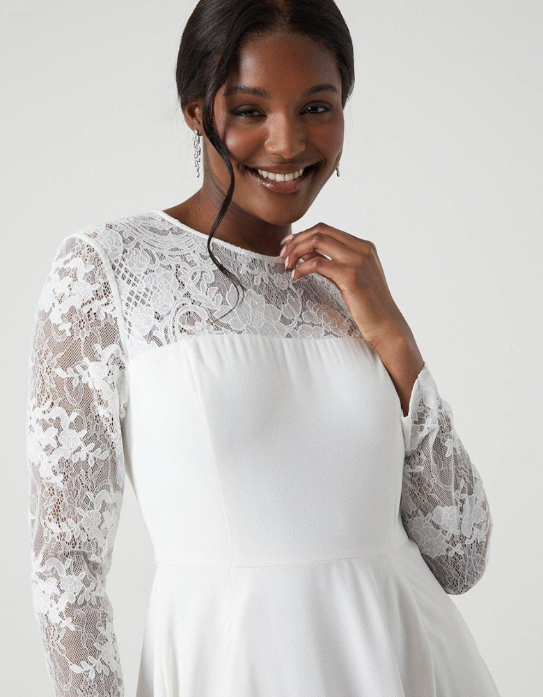 Long Sleeve Lace Chiffon Maxi Wedding Dress