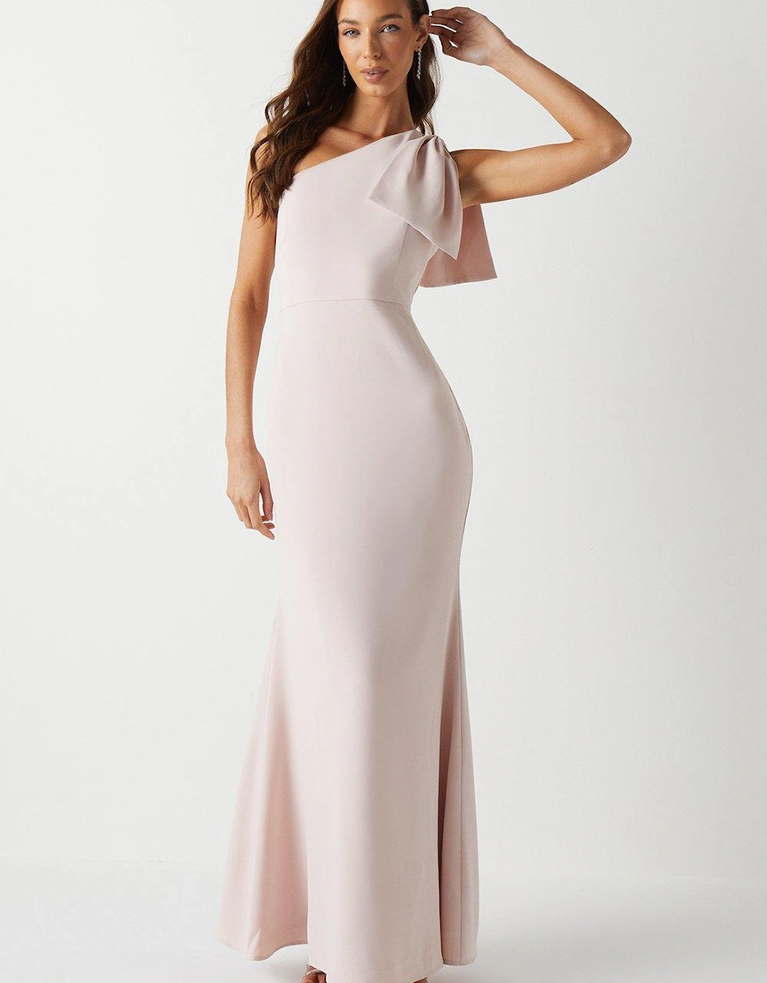 Bow One Shoulder Puddle Bridesmaids Maxi Dress, 5 of 4