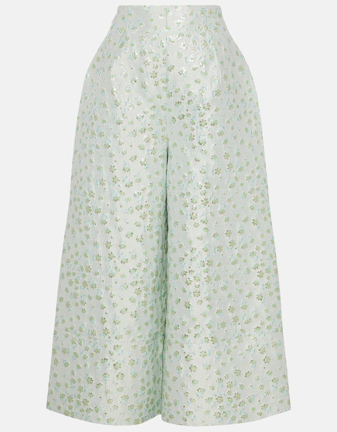 Wide Leg Jacquard Culotte Trouser