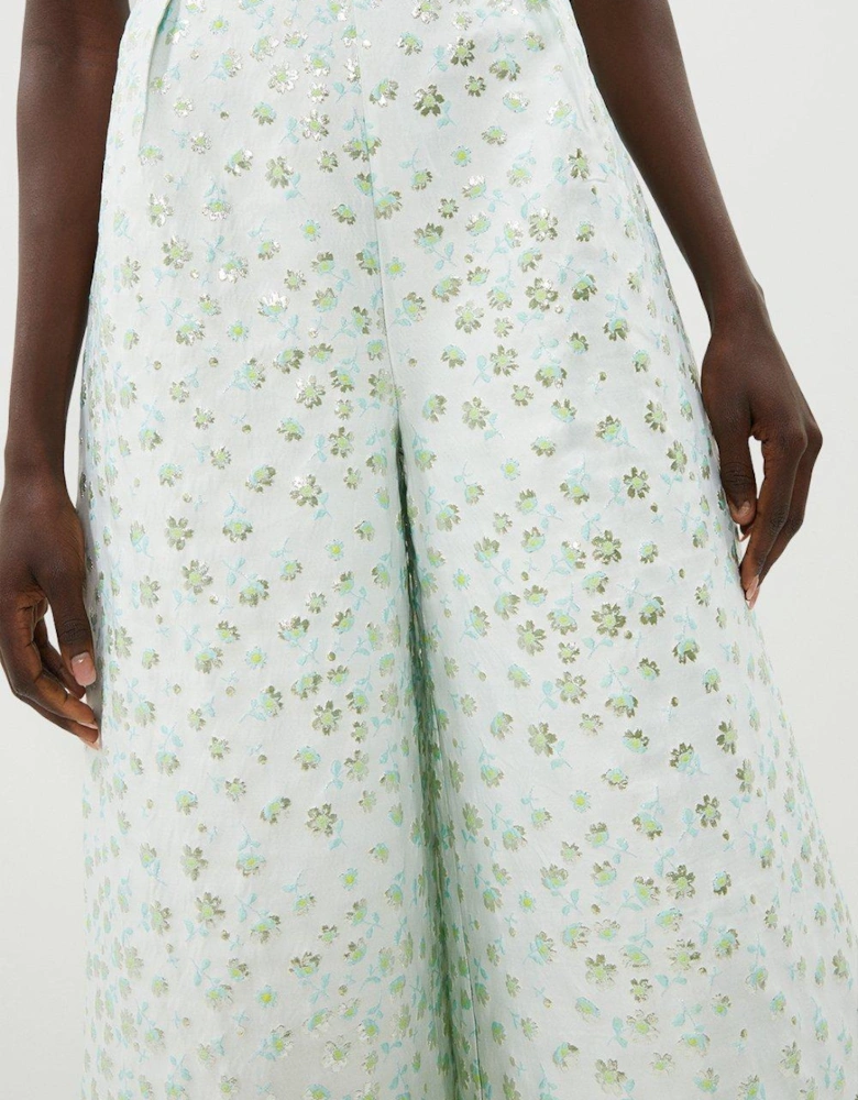 Wide Leg Jacquard Culotte Trouser