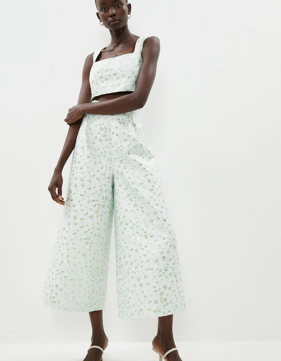 Wide Leg Jacquard Culotte Trouser, 5 of 4