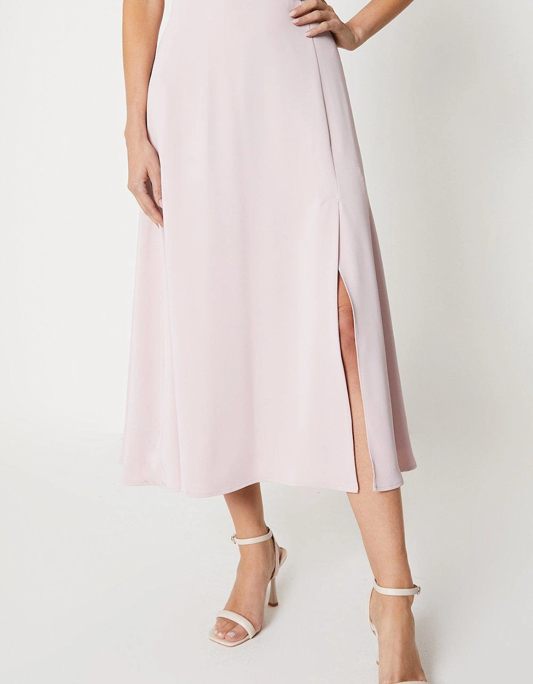 Midi Dress With High Neck & Flare Skirt