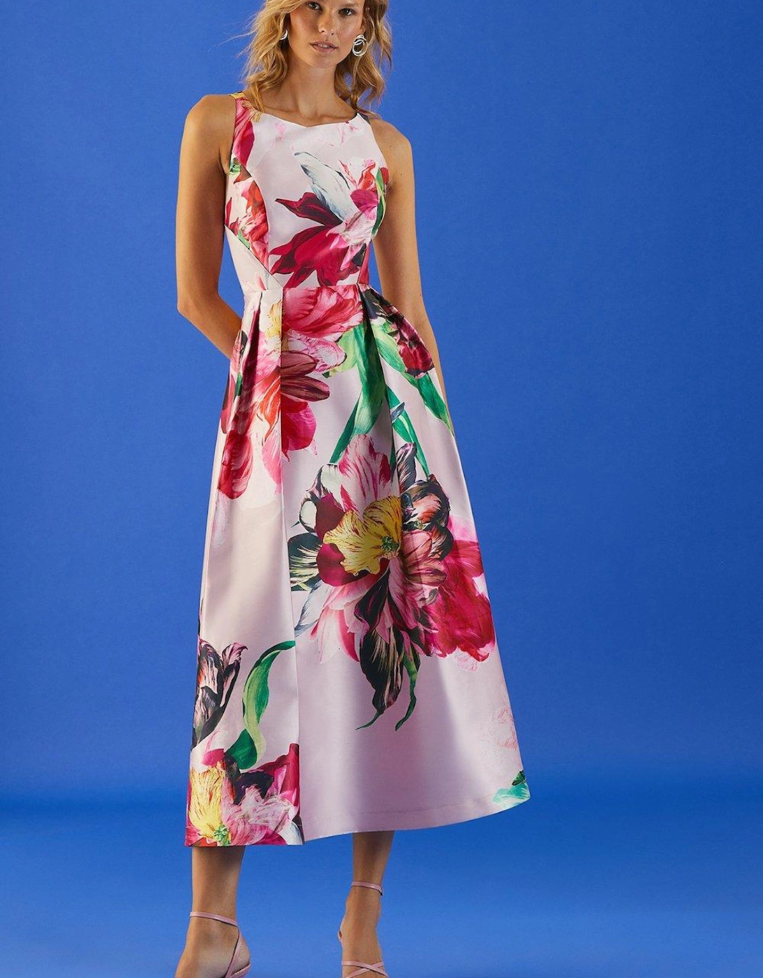 Premium Print Twill Full Skirt Midi Dress, 5 of 4
