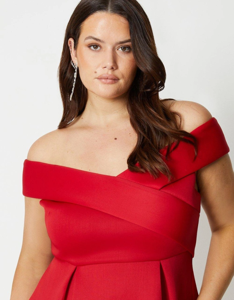 Plus Size Scuba Bardot Midi Dress