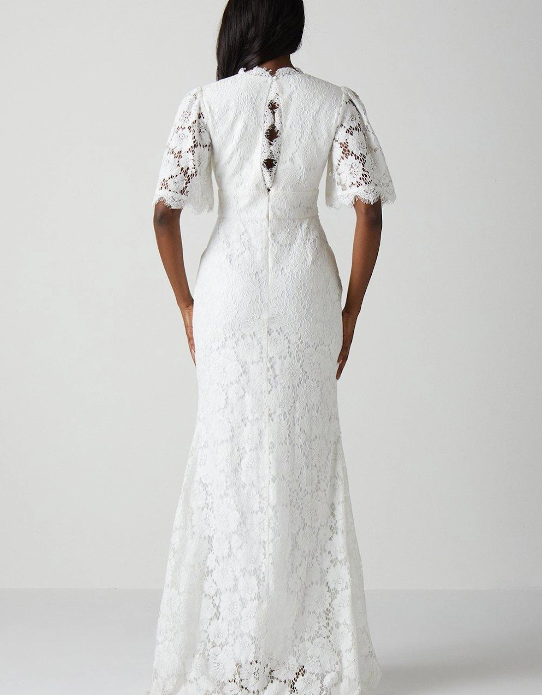 All Over Lace Angel Sleeve Fishtail Wedding Dress