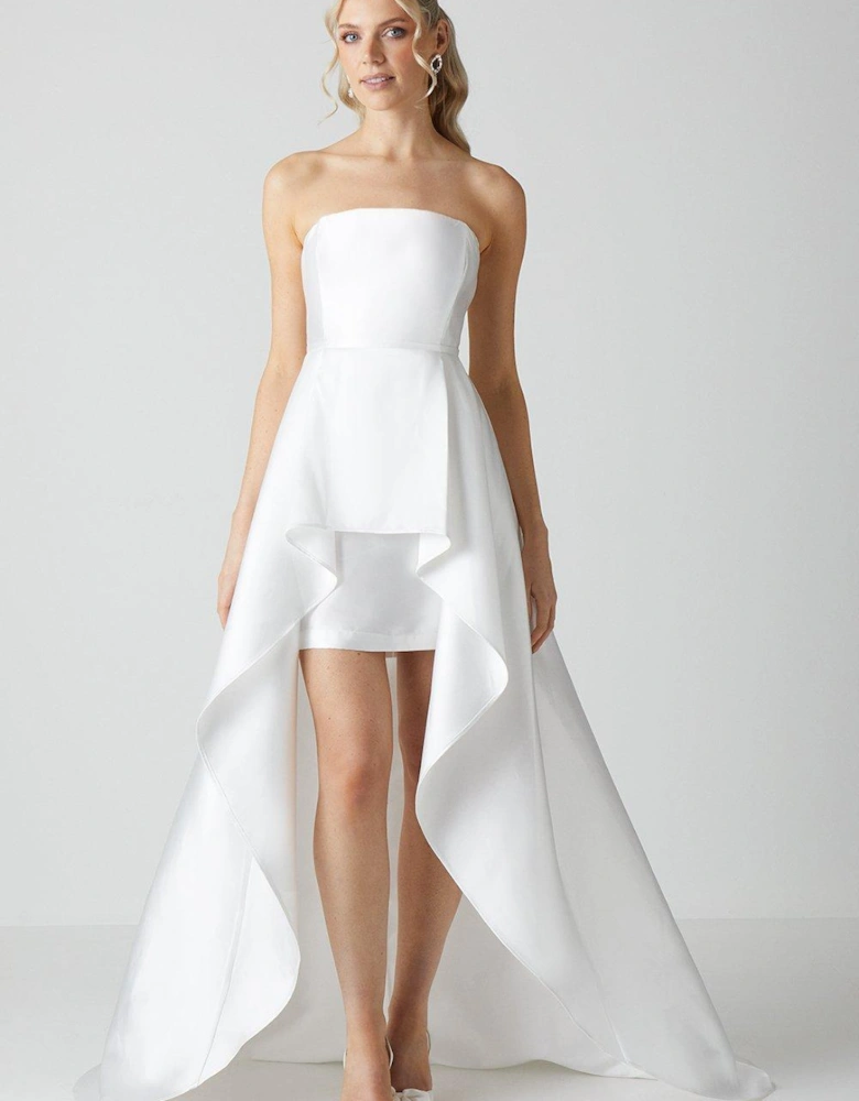 Bandeau Twill Mini With Full Overskirt Wedding Dress