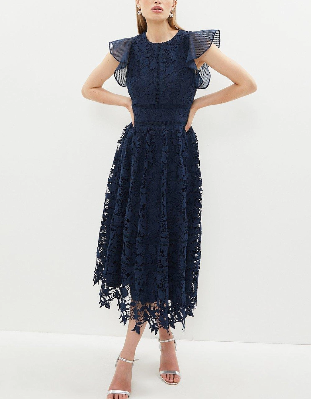 Lace Full Midi Dress With Organza, 5 of 4