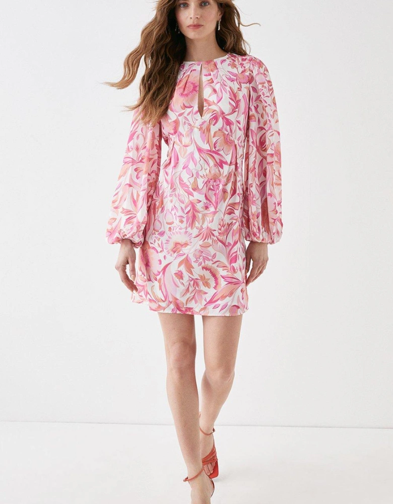 Alexandra Farmer Mini Dress With Blouson Sleeve