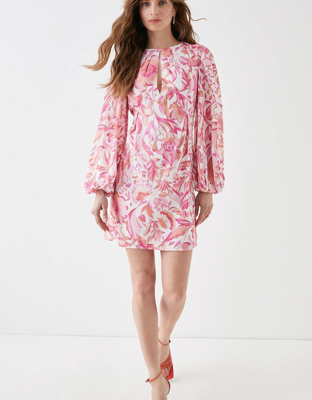 Alexandra Farmer Mini Dress With Blouson Sleeve