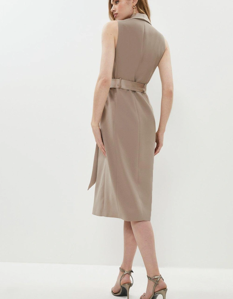 Premium Sleeveless Tuxe Wrap Midi Dress