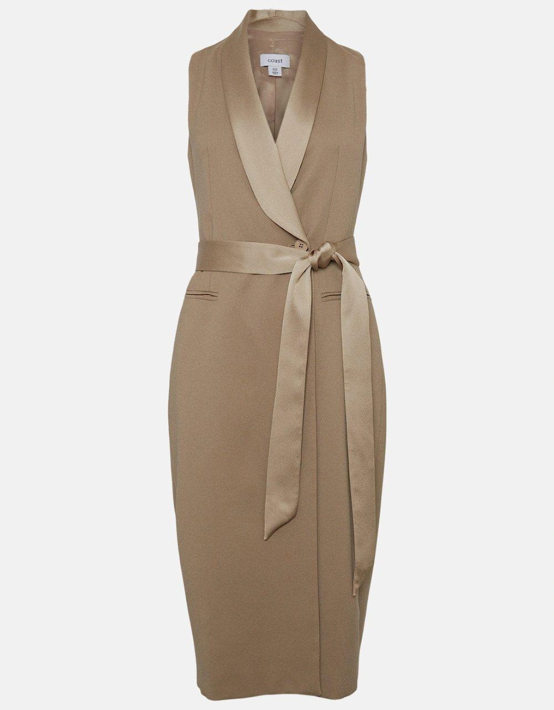 Premium Sleeveless Tuxe Wrap Midi Dress