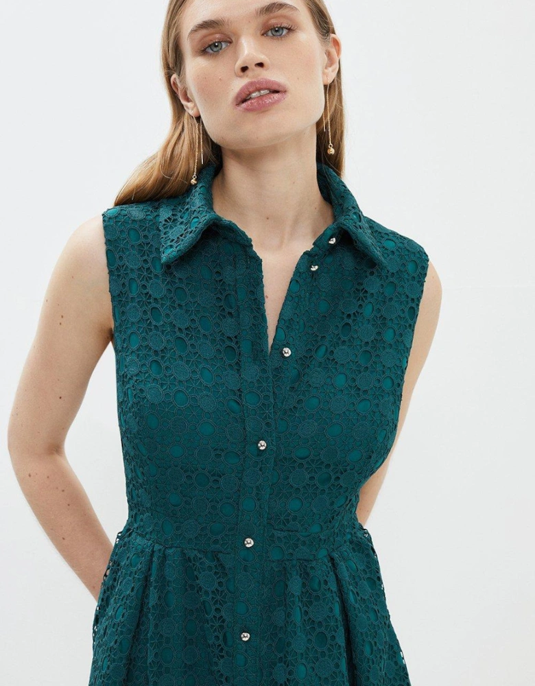 Lace Midi Shirt Dress