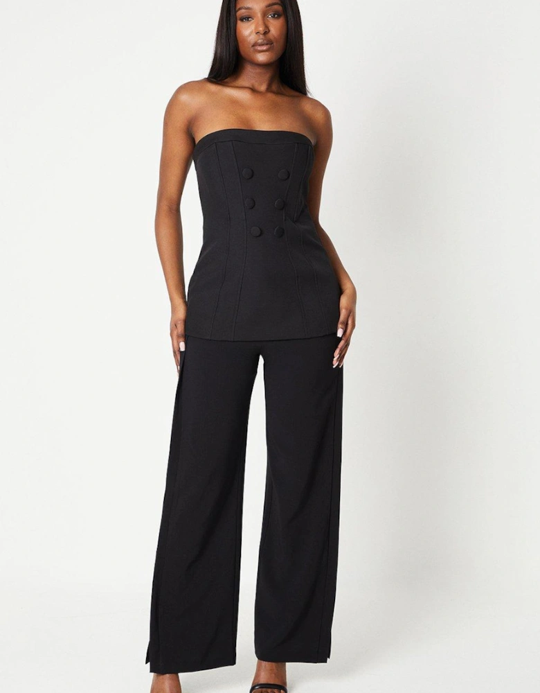 Bandeau Button Front Tailored Top
