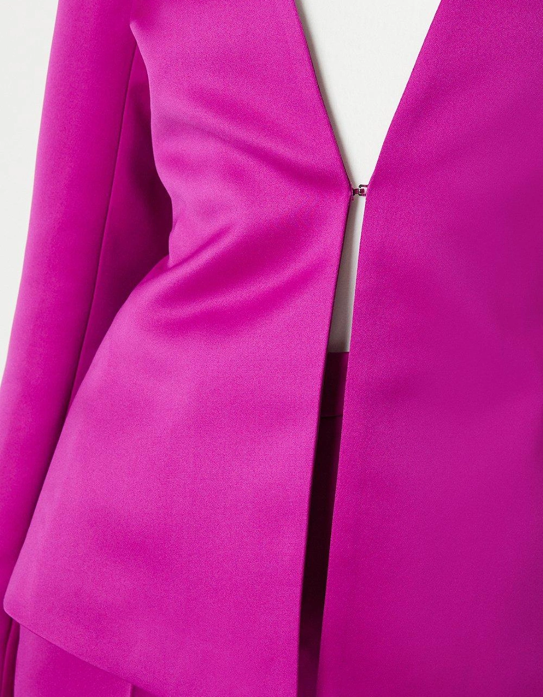 Collarless Tailored Satin Blazer