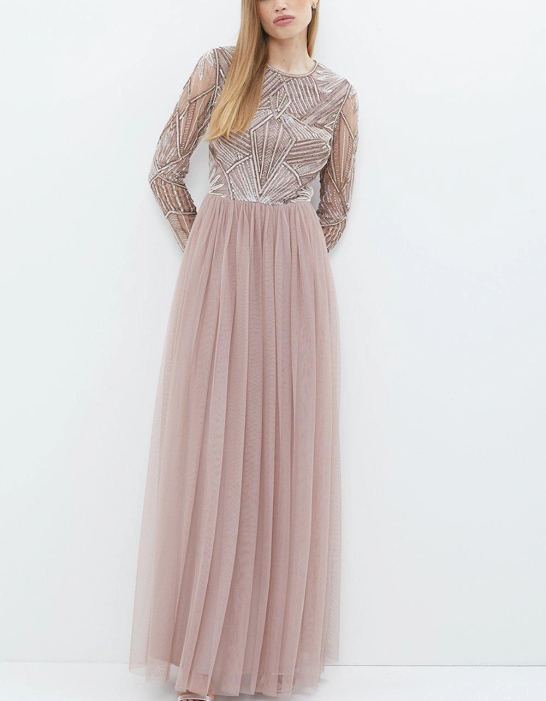 Embellished Bodice Long Sleeve Maxi Dress, 5 of 4