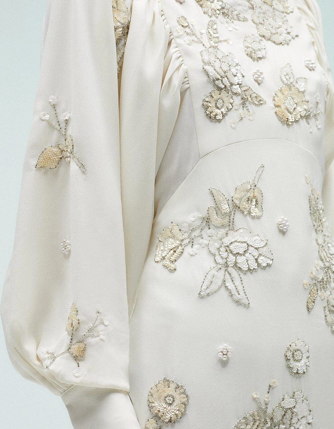 Premium Beadwork Drop Sleeve Fishtail Dress