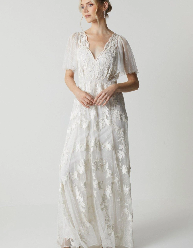 Premium Lace Overlay Embellished Wedding Dress