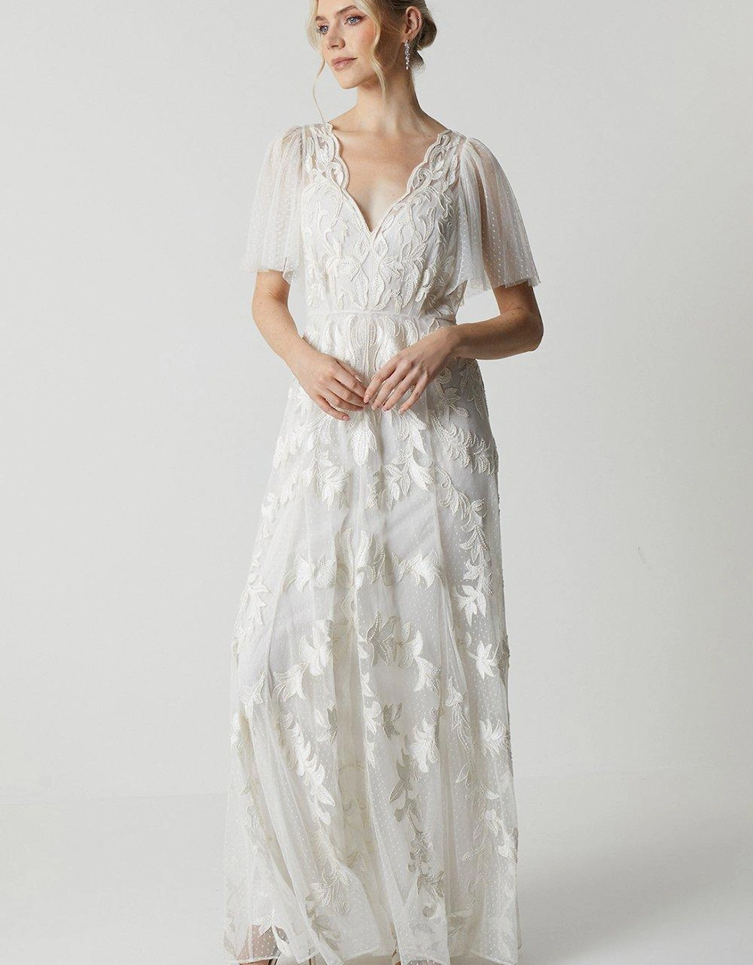Premium Lace Overlay Embellished Wedding Dress, 5 of 4