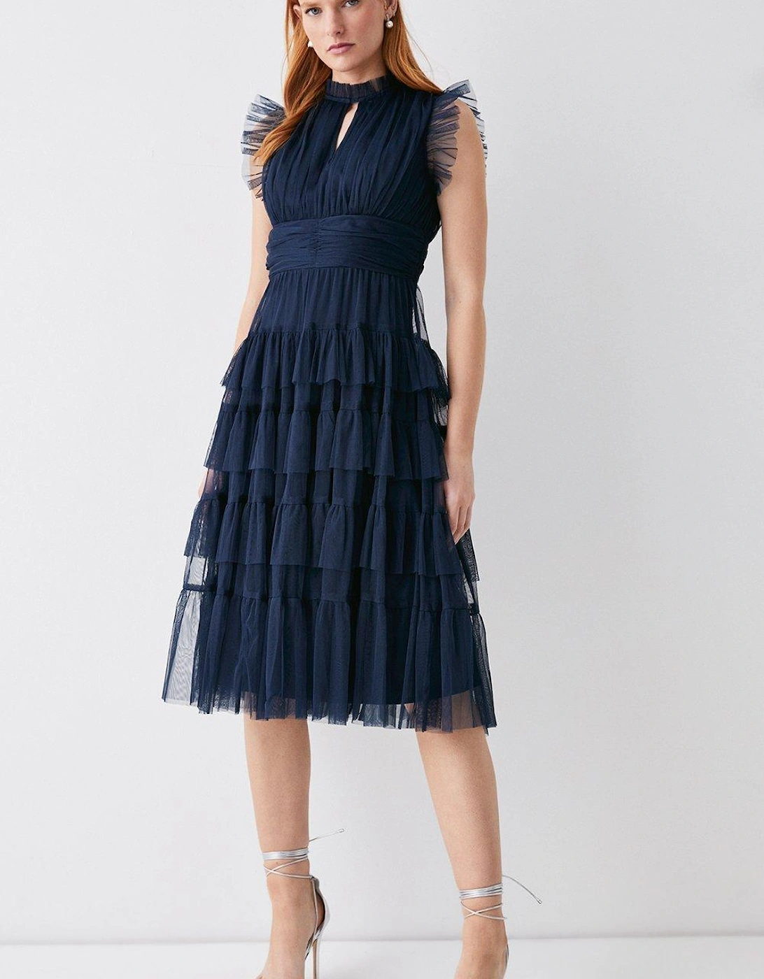 Tulle Tiered Frill Sleeve Dress, 5 of 4