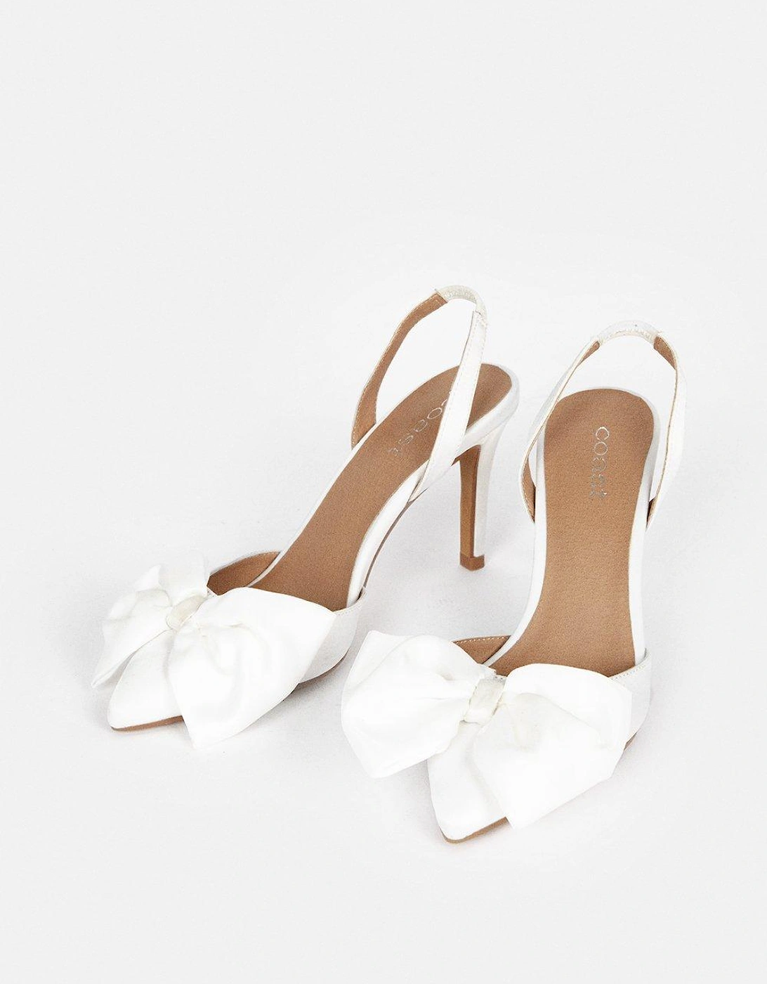 Bridal Satin Bow Sling Back Heeled Court Shoes