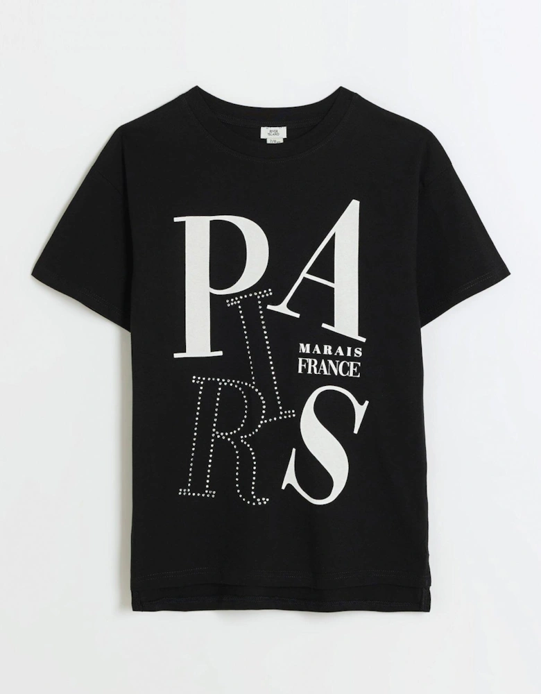 Girls Paris Graphic T-Shirt - Black