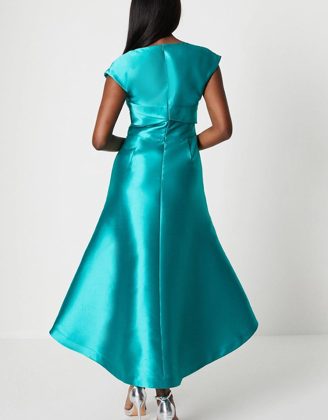 Fold Detail Twill Midi Dress