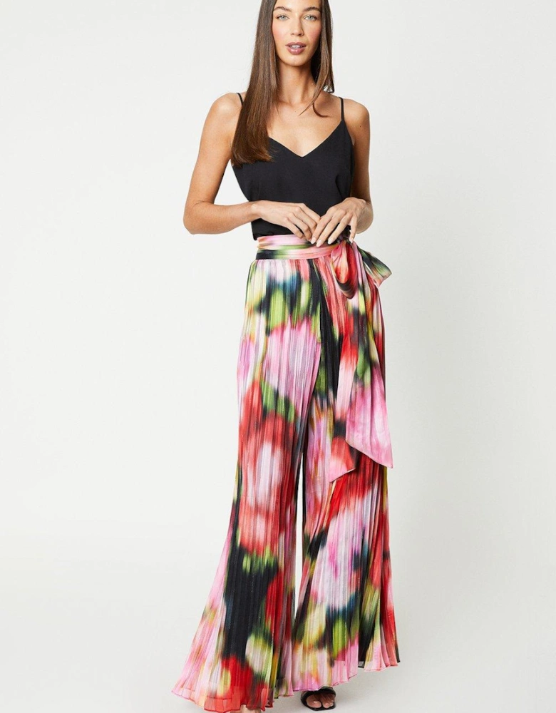 Georgette Wide Leg Trousers With Tie