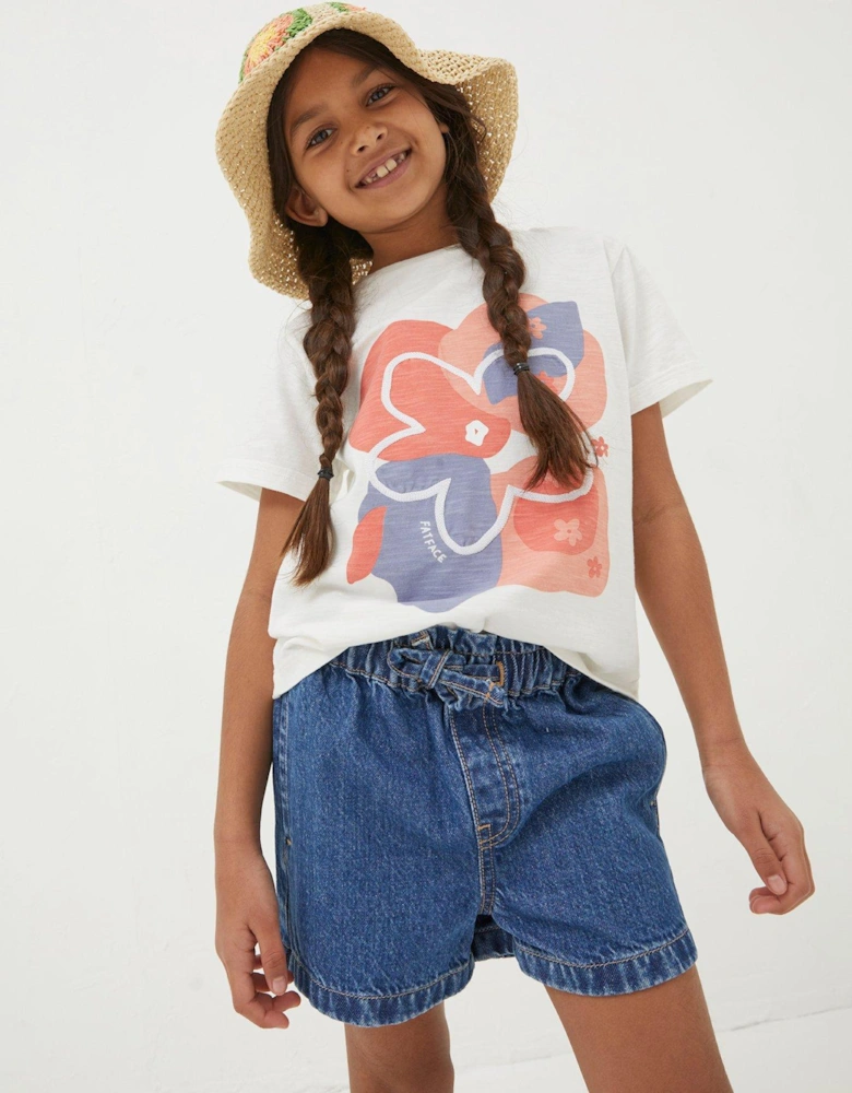 Girls Abstract Floral Tshirt - Natural White