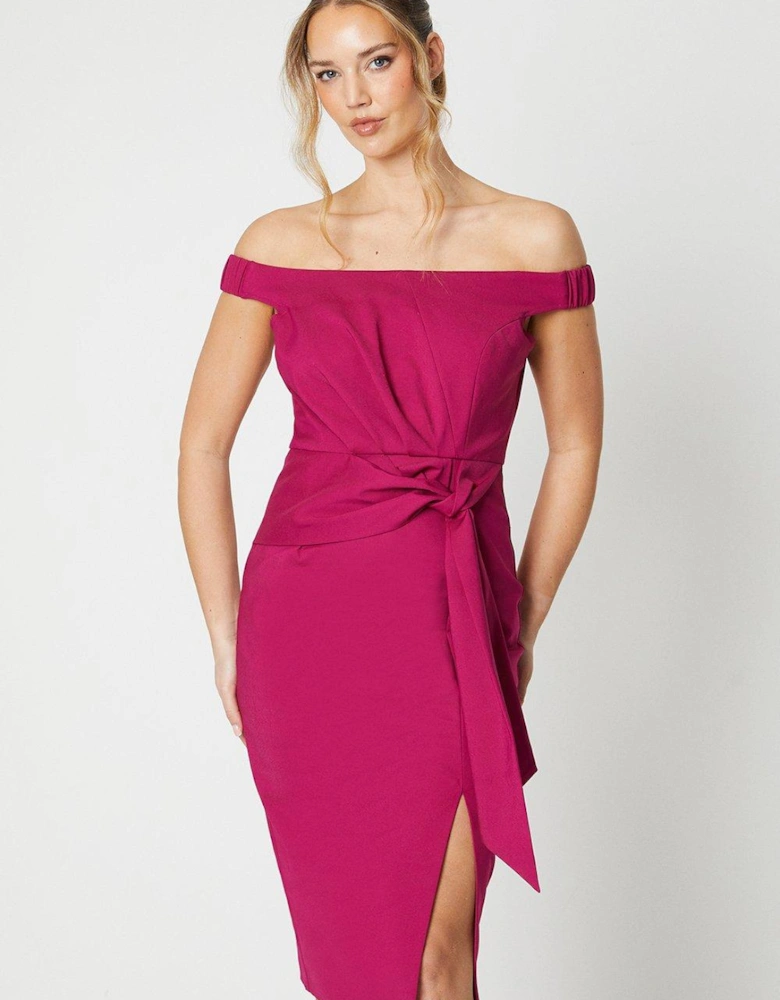 Bardot Twist Front Stretch Midi Dress