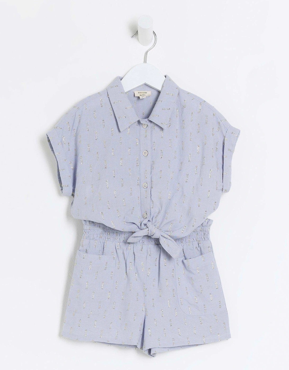 Mini Girls Glitter Shirt And Shorts Set - Blue