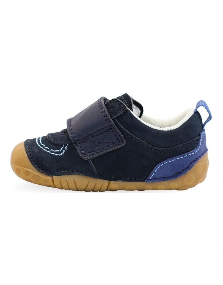 Baby Boys Shuffle Soft Nubuck Leather Easy Riptape Shoes - Navy 