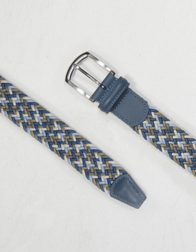 Andersons Woven Textile Belt - Blue/Sky/Taupe/Cream 3.3cm