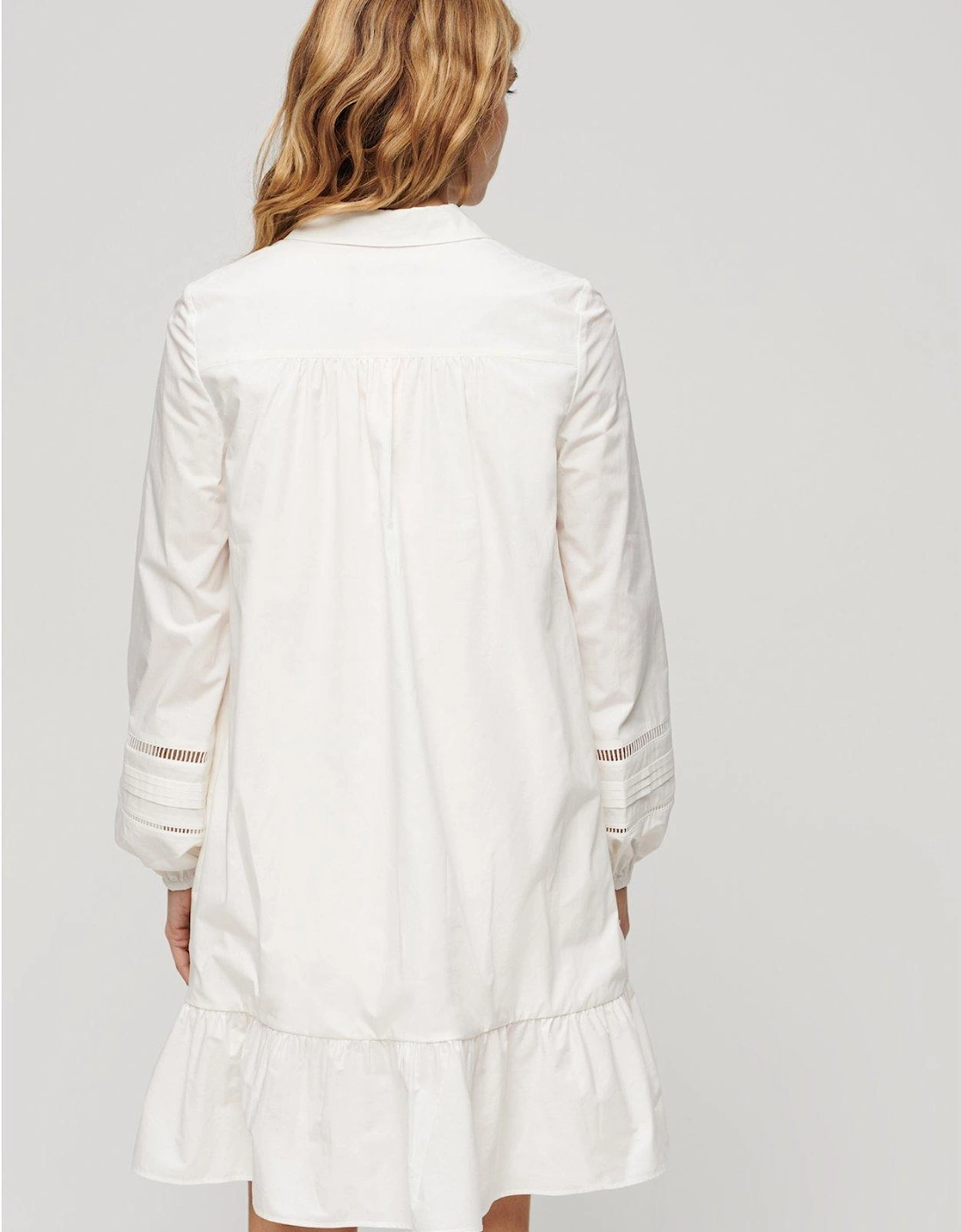 Lace Mix Shirt Dress - White