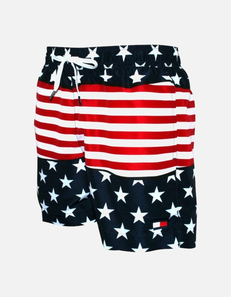 Stars & Stripes Print Swim Shorts, Navy/Red/White